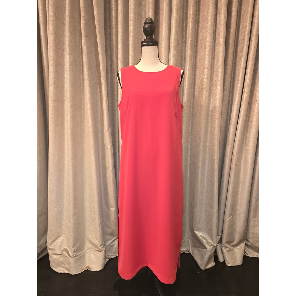 W by Worth Womens Coral Rose Pink Sleeveless Maxi Sheath Dress Side Slits Size 8